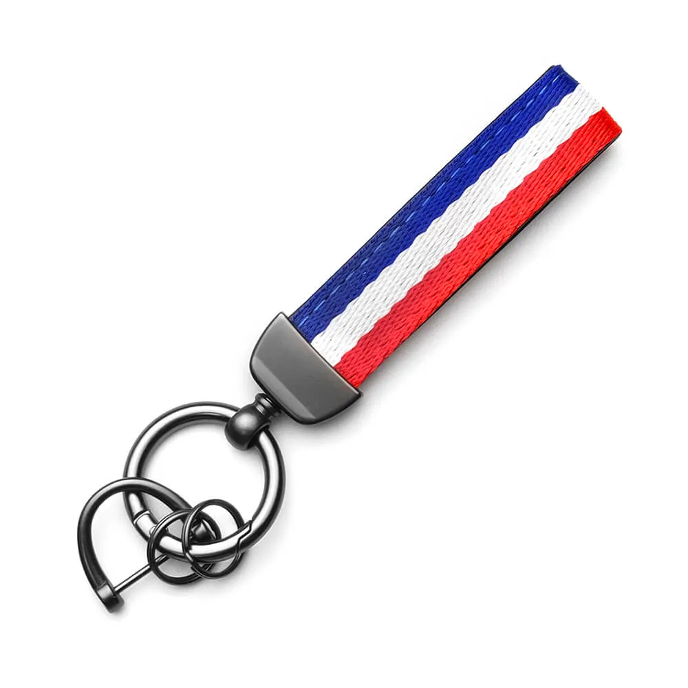 Keyzone unisex fabric striped keychain keyring keyholder for car keys (KR03)